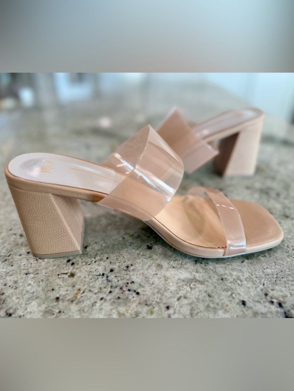 Mi.iM Blush Nude Clear Strap Block Heel Sandals